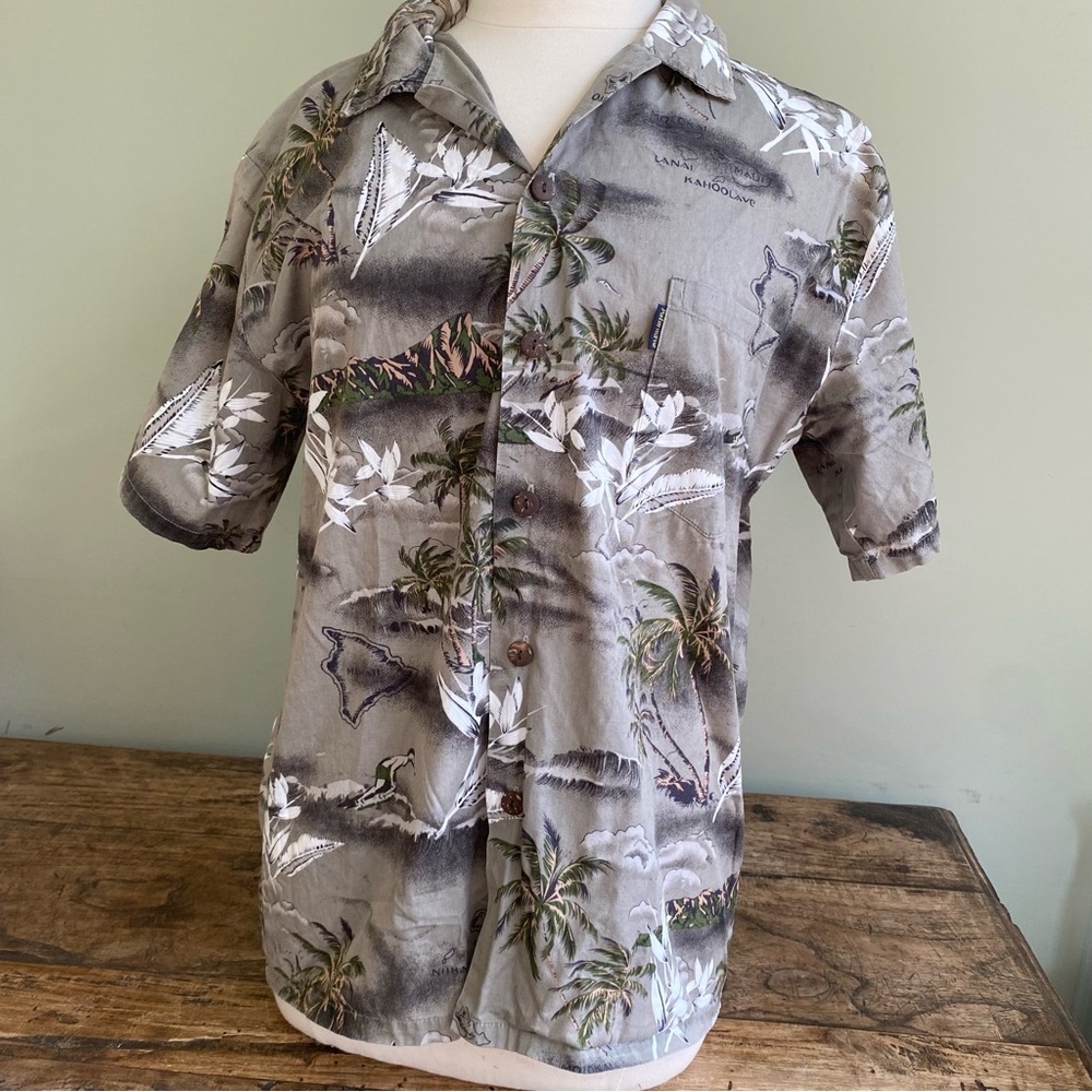 Men's Aloha Palmwave Hawaiian Camp Shirt Surfboard Button Up Size M